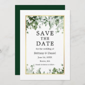 Elegant Waterverf Botanical Ivy Greenery Gold Save The Date (Voorkant / Achterkant)