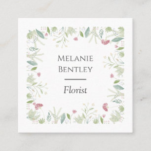 Elegant Waterverf Botanisch Bloemen Lijst Vierkante Visitekaartje