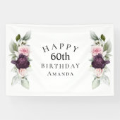 Elegant Waterverf Botanische 60e verjaardag Spandoek (Horizontaal)