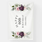 Elegant Waterverf Botanische 60e verjaardag Spandoek (Verticaal)
