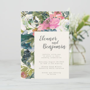Elegant Waterverf Botanische Floral Bloom Wedding Kaart