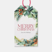 Elegant Waterverf Botanische kerst Cadeaulabel (Voorkant)