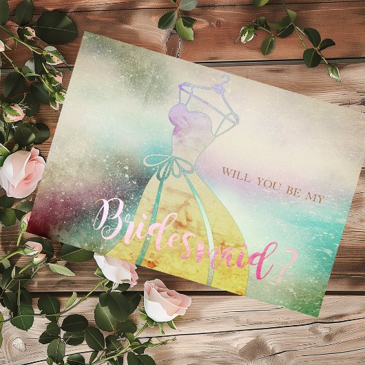Elegant, Waterverf Bride Dress Bridesmaid Kaart