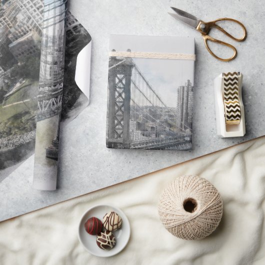Elegant Waterverf Brooklyn Bridge inpakpapier (Crafts)