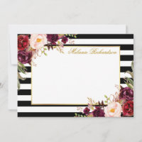 Elegant Waterverf Burgundy Floral Striped
