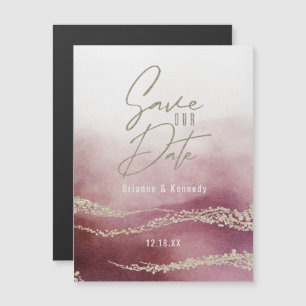 Elegant Waterverf Burgundy & Gold Save the Date Magnetische Uitnodiging