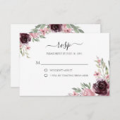 Elegant Waterverf Burgundy Mauve Greenery RSVP Kaartje (Voorkant / Achterkant)