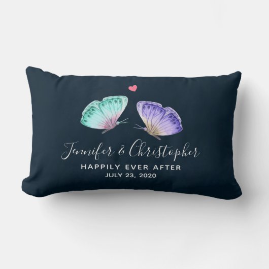 Elegant Waterverf Butterfly Duo Wedding Kussen (Voorkant)