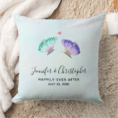 Elegant Waterverf Butterfly Pair Wedding Kussen (Deken)