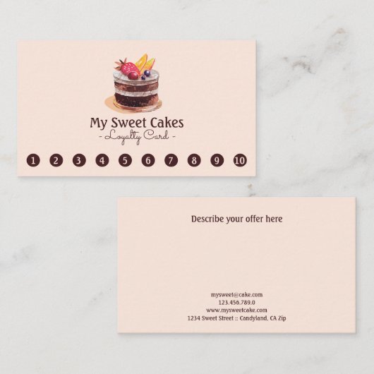 Elegant waterverf cake 10 Punch Customer Loyalty (Voorkant / Achterkant)