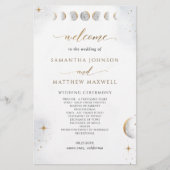 Elegant Waterverf Celestial Wedding Programme (Voorkant)