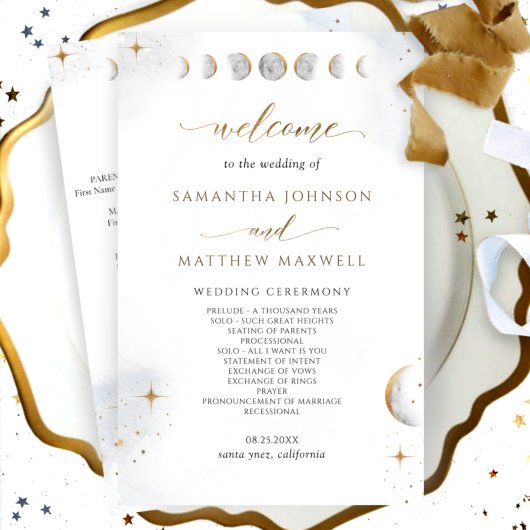 Elegant Waterverf Celestial Wedding Programme