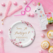 Elegant Waterverf Cherry Blossom Spring Wedding Papieren Bordje (Feest)