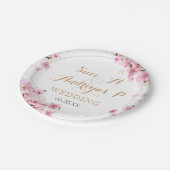 Elegant Waterverf Cherry Blossom Spring Wedding Papieren Bordje (Gekanteld)