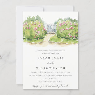 Elegant Waterverf Cottage Garden Couples Shower Kaart