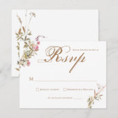 Elegant Waterverf Crest Monogram Respons RSVP Kaartje (Voorkant / Achterkant)