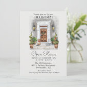 Elegant Waterverf deur kerstopening Kaart (Staand voorkant)