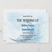 Elegant Waterverf Dusty Blue Classy Navy Wedding Kaart (Voorkant)