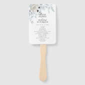 Elegant Waterverf Dusty Blue Floral Programme Handwaaier (Voorkant)