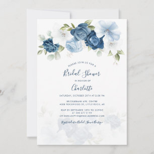Elegant Waterverf Dusty Blue Floral Vrijgezellenfe Kaart