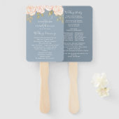 Elegant Waterverf Dusty Blue Wedding Programme Handwaaier (Voorkant en achterkant)
