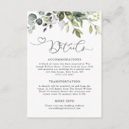 Elegant Waterverf Eucalyptus Bruiloft Informatiekaartje