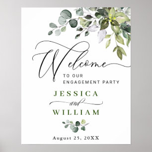 Elegant Waterverf Eucalyptus Engagement Party Poster