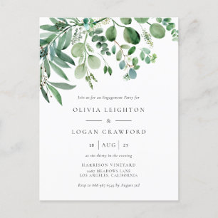 Elegant Waterverf Eucalyptus Engagement Party Uitnodiging Briefkaart