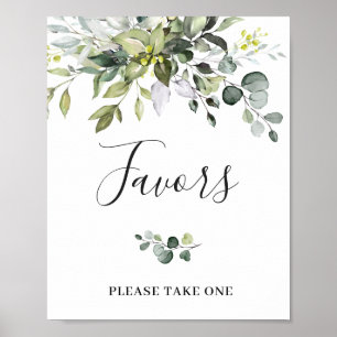 Elegant Waterverf Eucalyptus Favors Weddenschap Poster