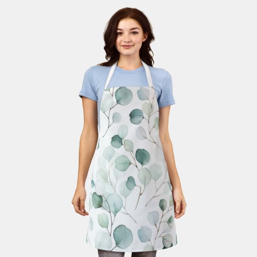 Elegant Waterverf Eucalyptus Greenery Pattern Schort (Gedragen)