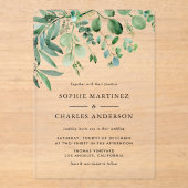 Elegant Waterverf Eucalyptus Greenery Wedding Acryl Uitnodigingen (Voorkant)