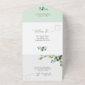Elegant Waterverf Eucalyptus Greenery Wedding All In One Uitnodiging (Buitenkant)