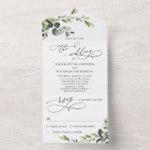 Elegant Waterverf Eucalyptus Greenery Wedding All In One Uitnodiging (Binnen)