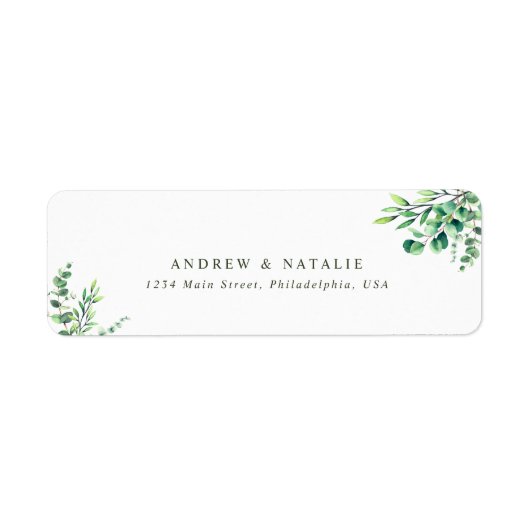Elegant Waterverf Eucalyptus Greenery Wedding Etiket (Voorkant)