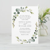 Elegant Waterverf Eucalyptus Greenery Wedding Kaart (Staand voorkant)