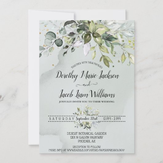 Elegant Waterverf Eucalyptus Greenery Wedding Kaart (Voorkant)