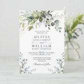 Elegant Waterverf Eucalyptus Greenery Wedding Kaart (Staand voorkant)