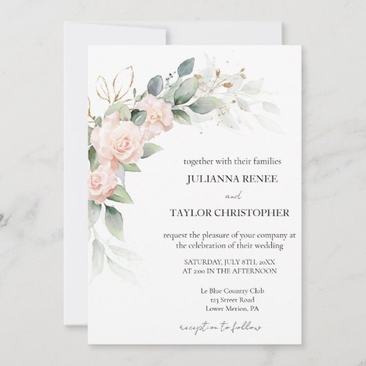 Elegant Waterverf Eucalyptus Greenery Wedding Kaart (Voorkant)