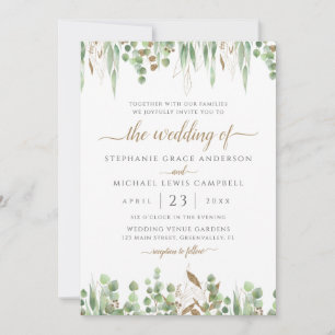 Elegant Waterverf Eucalyptus Greenery Wedding Kaart