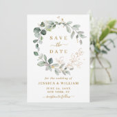 Elegant Waterverf Eucalyptus Greenery Wedding Save The Date (Staand voorkant)