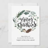 Elegant Waterverf Eucalyptus Pine Cone Corporate Feestdagenkaart (Voorkant)