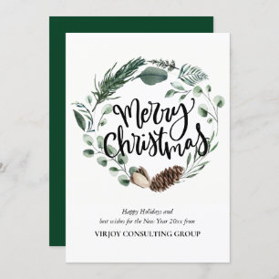 Elegant Waterverf Eucalyptus Pine Cone Corporate Feestdagenkaart