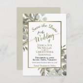 Elegant Waterverf Eucalyptus & Pine Wedding Save The Date (Voorkant / Achterkant)