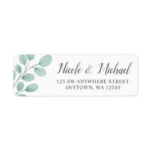 Elegant Waterverf Eucalyptus Return Address Etiket