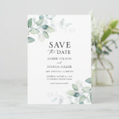 Elegant Waterverf Eucalyptus Save the Date Kaart (Staand voorkant)