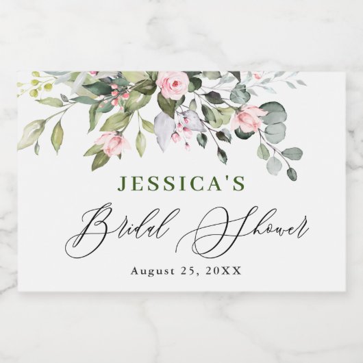 Elegant Waterverf Eucalyptus Vrijgezellenfeest Sparkling Wijnetiket (Enkel label)