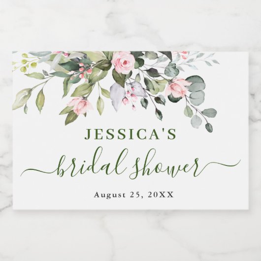 Elegant Waterverf Eucalyptus Vrijgezellenfeest Sparkling Wijnetiket (Enkel label)