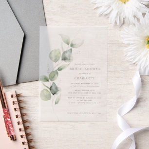 Elegant Waterverf Eucalyptus Vrijgezellenfeest Vellum Uitnodigingen