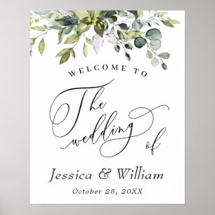 Elegant Waterverf Eucalyptus Weddenschap Welkom Poster