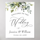 Elegant Waterverf Eucalyptus Weddenschap Welkom Poster (Voorkant)